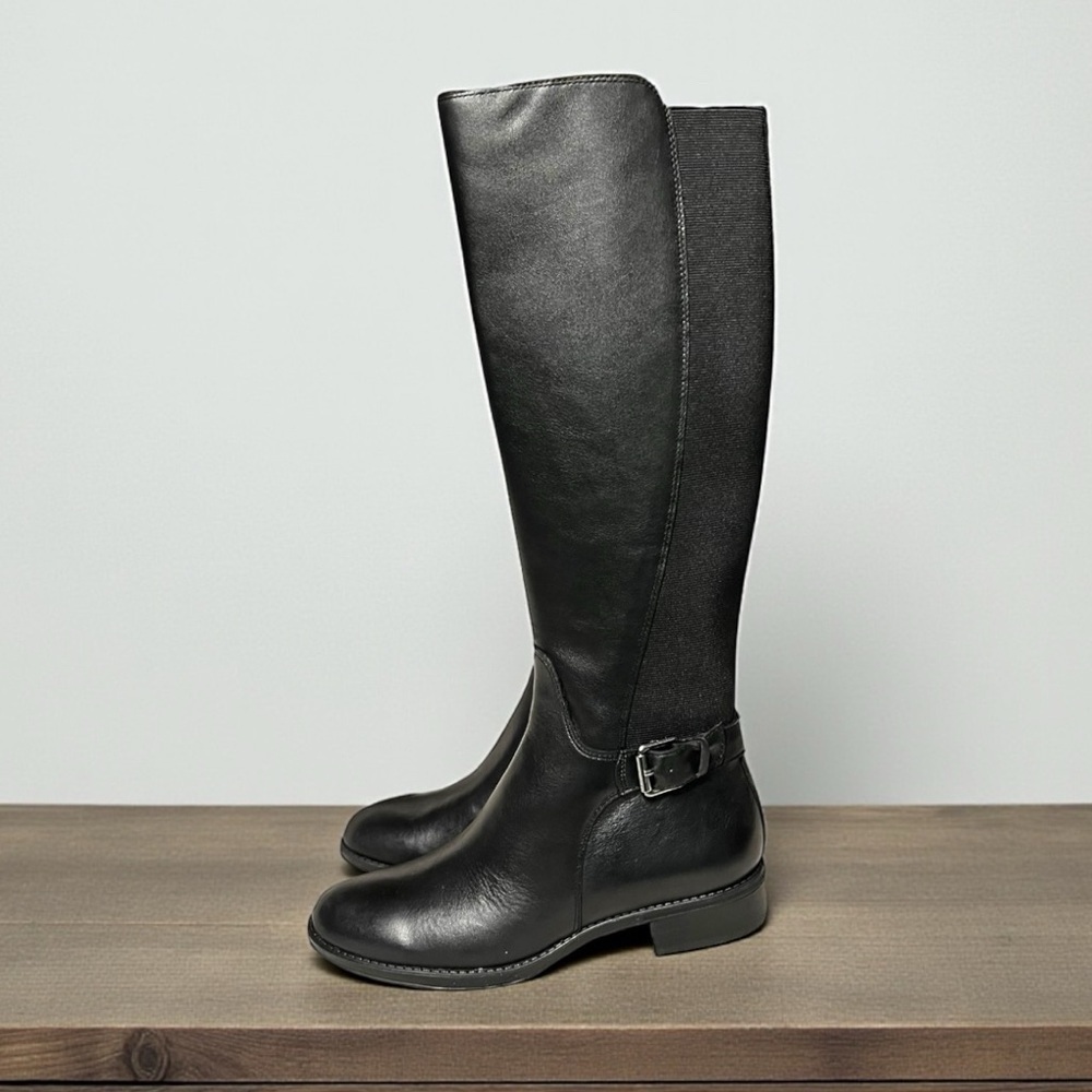 🌻NEW w/box Sam Edelman Paxten Black Leather Riding Leather Boots Size 6.5